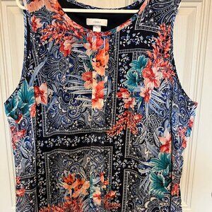 WOMEN'S SLEEVELESS SIZE 2X FULLY LINED FLORAL PRINT TOP